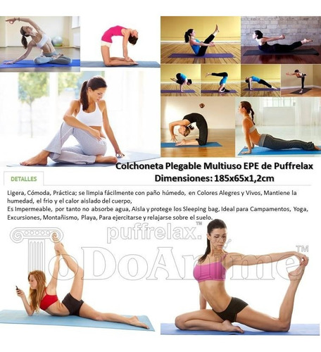 Mat Alfombra Yoga Pilates 12mm Colchoneta Camping Playa