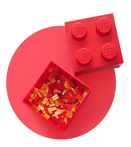 Lego - Caja en forma de bloque tipo Lego, 4 perillas, 1 caja, apilable,  caja de almacenamiento