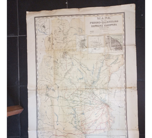 Mapa De Los Ferrocarriles De La Republica Argentina 1909