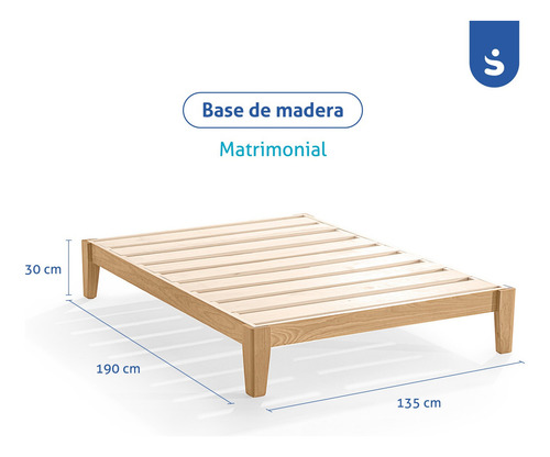 Base De Madera Armable Sensei Nigra Matrimonial Color Marrón