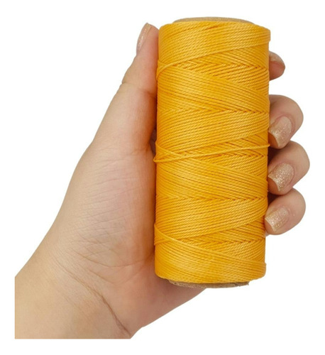 Cordão Encerado 1mm - Fio Cordone Amarelo Ouro- 100 Mts- Brx