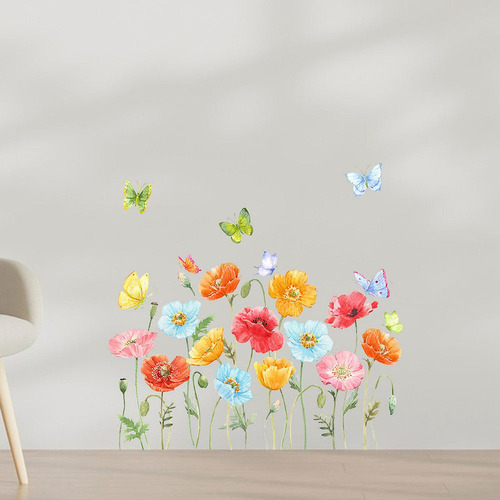 / 2 Piezas Flores Mariposas Calcomanías De Pared Pegatinas