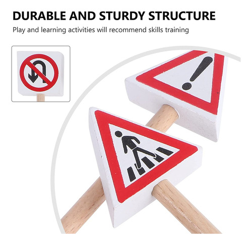 Stobok Street Signs Playset Traffic Signs Figure Model Woode