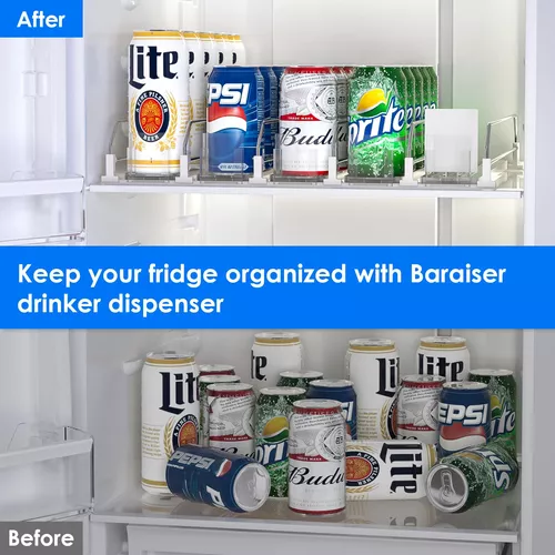 Dispensador de latas de soda para refrigerador, organización automática de  bebidas de 5 filas para refrigerador, organizador de bebidas para