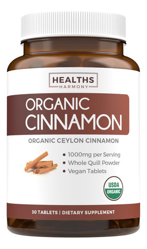 Canela De Ceilán Orgánica Usda (30 Tabletas) 1000 Mg De Ca