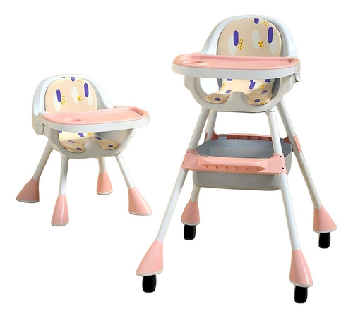 Silla De Comer Bebe Plegable, Seguridad Máximayfácillimpieza Taburete Multifuncional Para Bebé Rosa