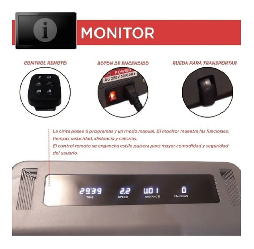 Imagen 3 de 10 de Cinta Para Trotar Y Caminar Motorizada Arg-201 A Mundo Gym