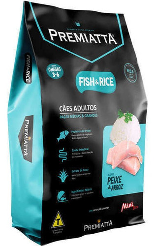 Ração Premiatta Fish & Rice Mini Bits Cães Adultos 15kg