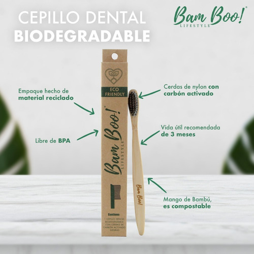 Imagen 2 de 4 de Cepillo Dental Biodegradable De Bam Boo! Lifestyle®