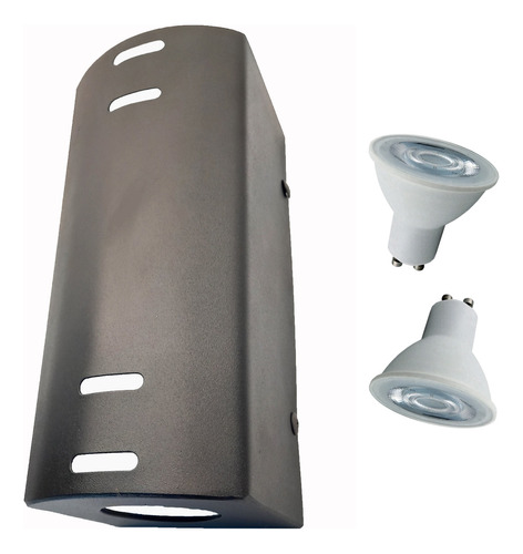 Aplique Pared Exterior Bidireccional + 2 Dicroicas Led 7w