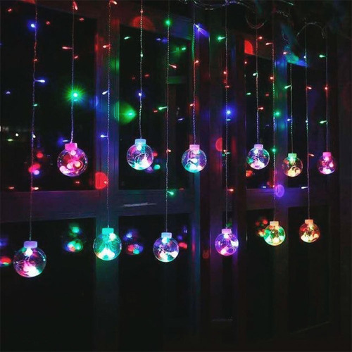 Cortina Serie De Luces 108 Led Multicolor Pelotas 2.6x.80 M