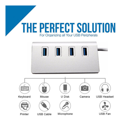 Usb 3.0 Hub Extensor Usb Compacto De 4 Puertos Para