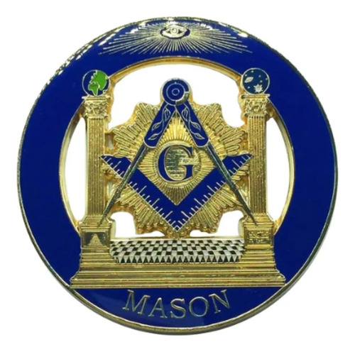 Adesivo Maçonaria Maçom Emblema 3d Metal Pilares Azul