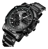 Comprar Reloj Para Hombre Elegante Formal Correa De Acero Inoxidable Correa Negro Bisel Negro Fondo Negro