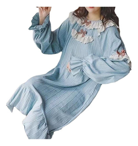 Pijama De Encaje Para Mujer, Camisón De Manga Larga