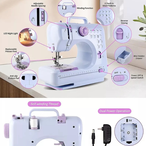 Mini Máquina De Coser Portátil Genérica Portable Color Blanc
