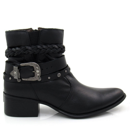 Bota Feminina Cano Curto Clave De Fa 917007 Couro Preto | Mercado Livre