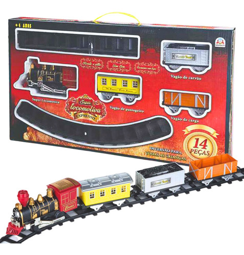 Super Locomotiva Expresso Ferrorama Trem 14 Peças Brinquedo