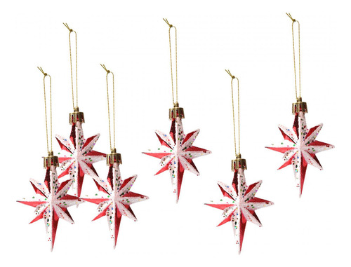 Enfeites De Árvore De Natal Pendurados De 8 Pontas 6pcs