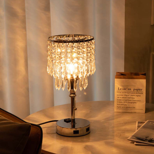 Lámpara De Mesa Usb De Cristal Con Interruptor De Cadena Con