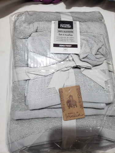 Imagen 2 de 6 de Set De 6 Toallas Color Gris Variedad Tamaño / Envío Gratis