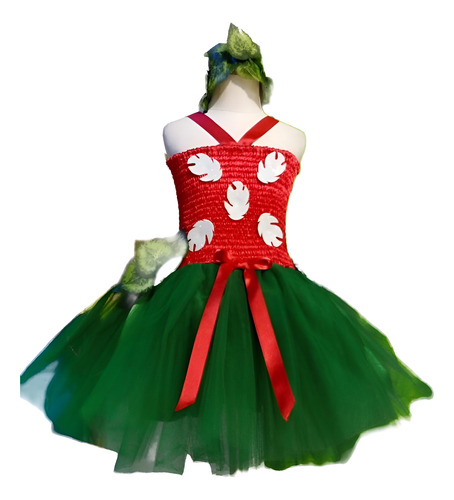 Disfraz Cosplay Vestido Tutu Lilo Y Stitch (alta Calidad) Rojo Y Verde 8
