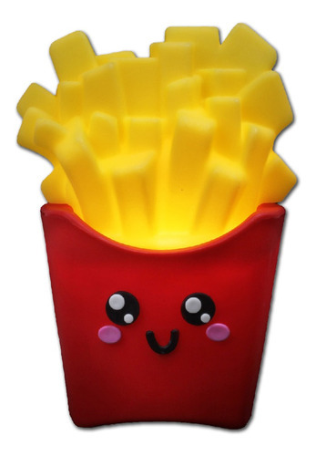 Luminária Abajur Mesa Batata Frita Kawaii Batatinha Lanches Cor da cúpula Amarelo Cor da estrutura Vermelho