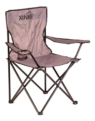 Silla Sillon Plegable Camping Playa Porta Vaso Modelo3 Color Gris