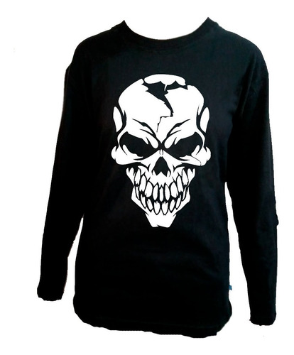 Remera Niños Manga Larga Algodón Calavera