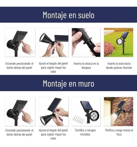 Foco Solar Jardín Led Impermeable, Luz Cálida