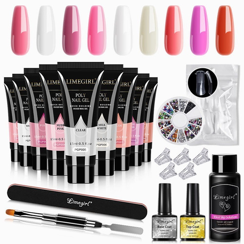 Kit Para Uñas Polygel 7 Pzas, Poligel Construcción Acrilico