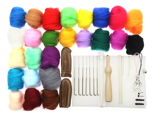 Kit De Fieltro Diy, 25 Colores, Lana, Fibra, Roving