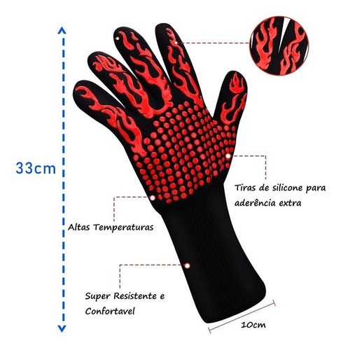 Par Super Luva Térmica Forno Churrasqueiro Térmica Resistent