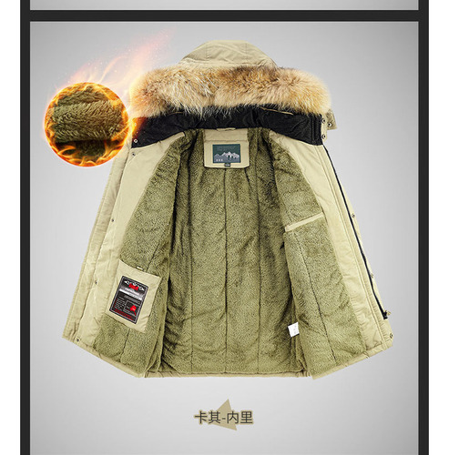 Abrigo Algodón Con Cuello Pelo Felpa Invierno Para Hombre