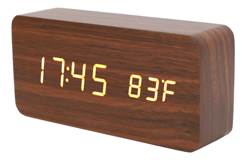 Reloj Electrónico Digital Led Con Alarma De Madera, 3 Nivele