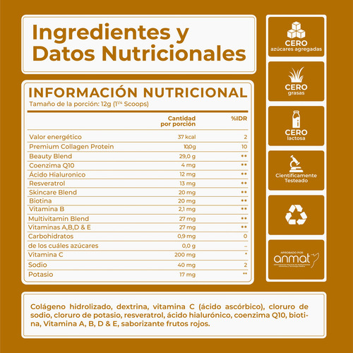 Suplemento En Polvo. Colágeno The Protein Lab Beauty Plus Sabor Naranja