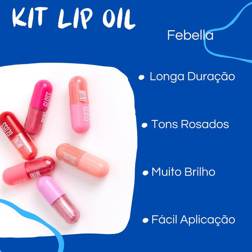 Kit Mini Lip Oil Gloss Hidratante Labial Mágico Com Glitter