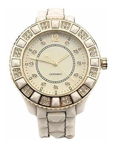 Reloj De Pulsera Cerámica Adrienne, Crema