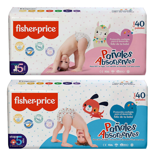 Pañales Para Bebe Fisher-price Etapa 5 Sin Fugas 40 Piezas Género Niños