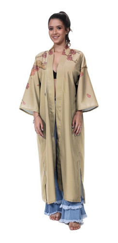 Kimono Haori Casaco Longo Oriental Koi Paisley Japão Carpa