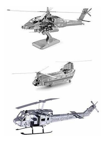 Conjunto De 3 De Metales De Tierras Láser 3d Cut Helicóptero