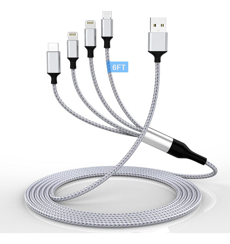 Cable De Carga Para iPhone De 5.9ft/6 Pies, Multi 4 En 1, Ca