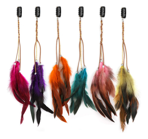 Mwoot 6 Extensiones De Pelo De Plumas Con Clip, Extensión .