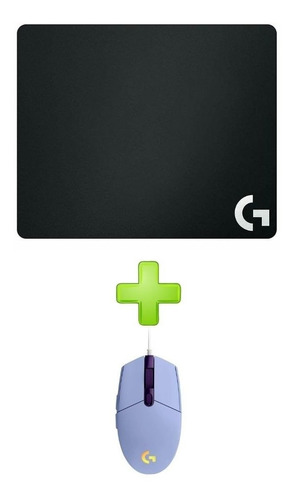 Mouse Pad Gamer G440 3mm + Mouse C/ Cable G203 Logitech Lila