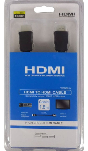 Cable Hdmi 1080p Full Hd 1.8 Mts Tv Pc Ps3 Ps4 Xbox Bluray