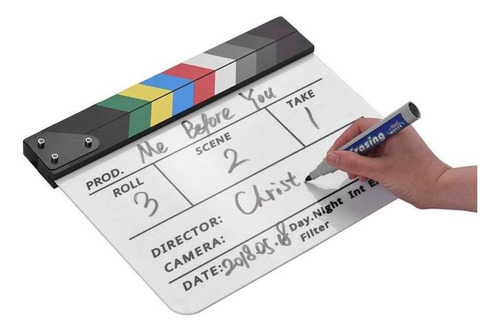 Imagen 6 de 9 de Claqueta Director Pizarra Acrilico Iman Cine Pelicula Escena