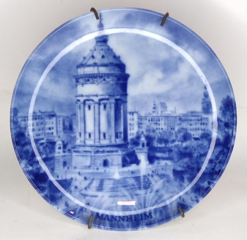 Plato De Porcelana Kaiser Germany Mannheim Wasserturm Azul C