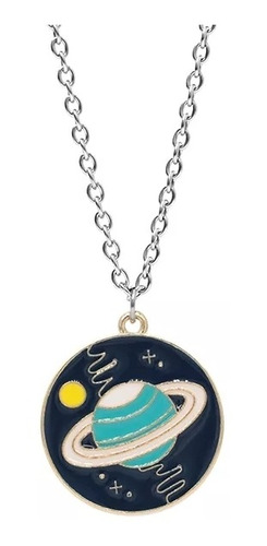 Collar Planeta Saturno Universo Esmalte Mujer 