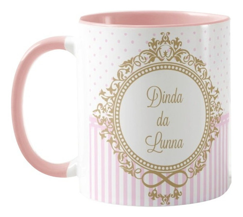 Caneca Personalizada Para Madrinha De Batizado Com Nomes Cor Rosa