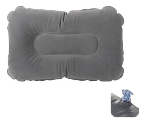 Almohada Inflable  42x26x10 Cm Gris Para Camping Viajes 